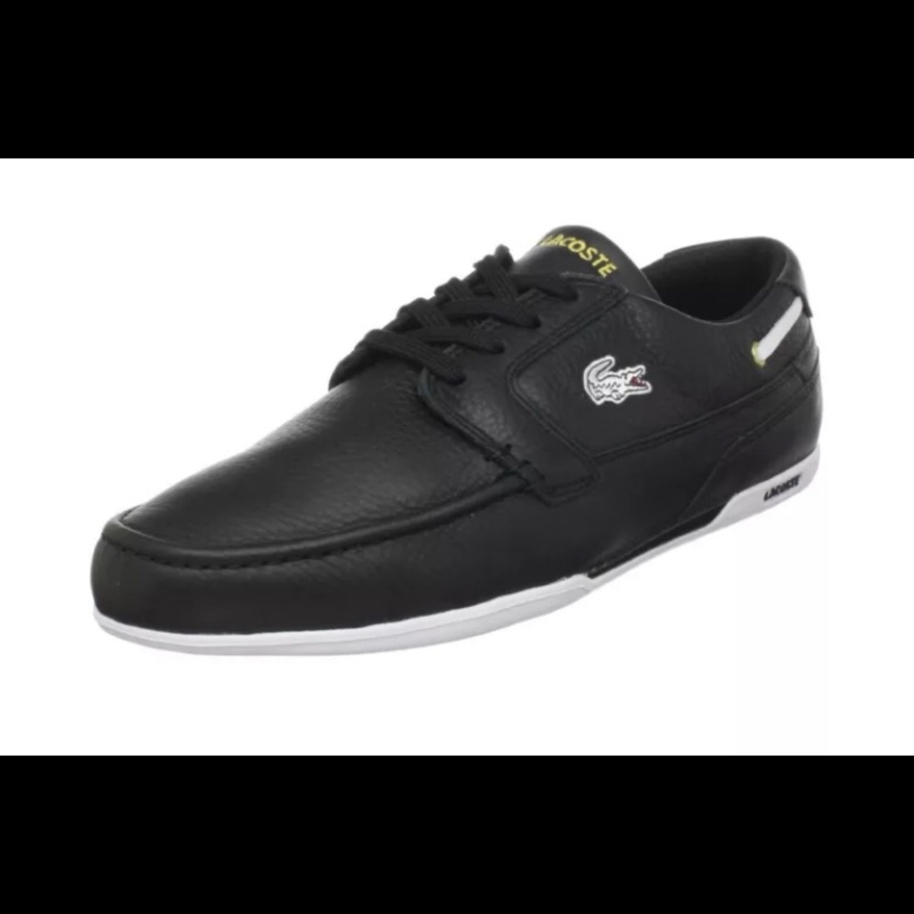 Lacoste Dreyfus AP Men's Sport Casual Leather Boat SHOES Black/White size 10